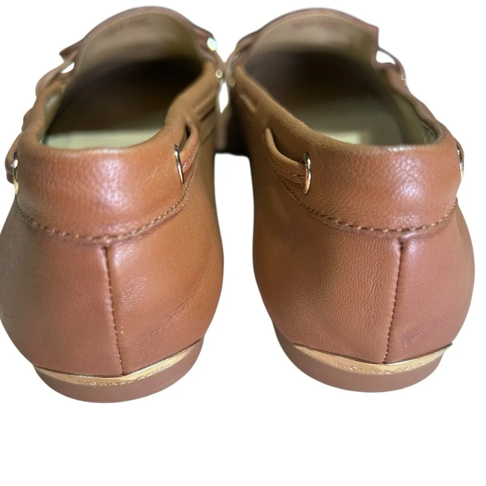 Michael Kors Sutton Moccasin Flat Loafers‎ Sz 7.5, Bow, Luggage Brown NWOT